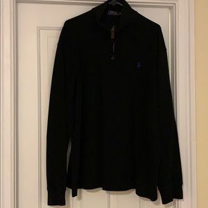 Black Polo Quarter-zip Cotton Swater